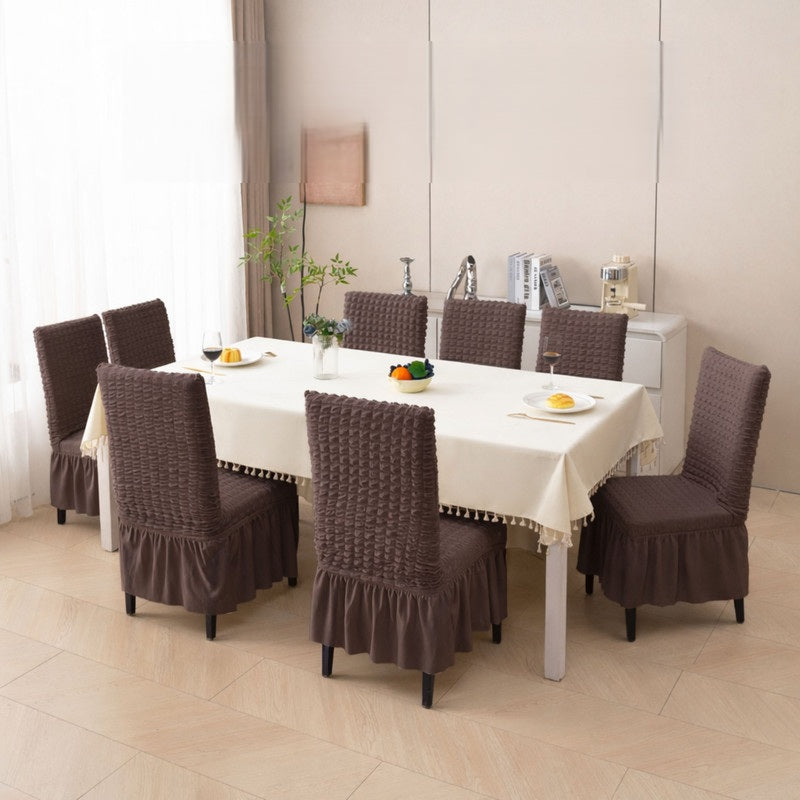 Bubble Frill Stretch Dining Chair Covers | Washable Elastic Chair Slipcover 280 GSM | Soft Anti-Slip Chair Protectors | Dustproof Furniture Covers for Dining Room, Kitchen and Events