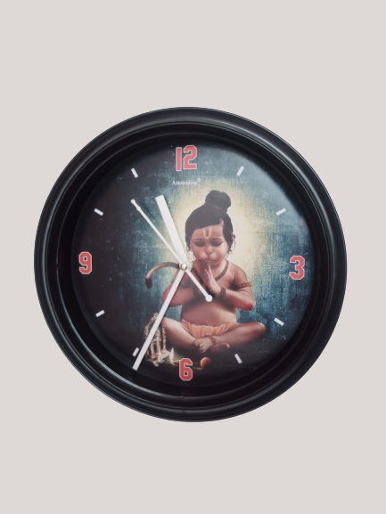 Bal Hanuman Ji Plastic Wall Clock's (10x10) Inch
