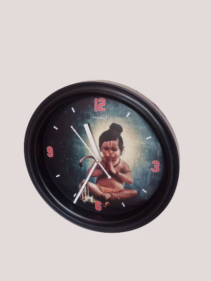 Bal Hanuman Ji Plastic Wall Clock's (10x10) Inch