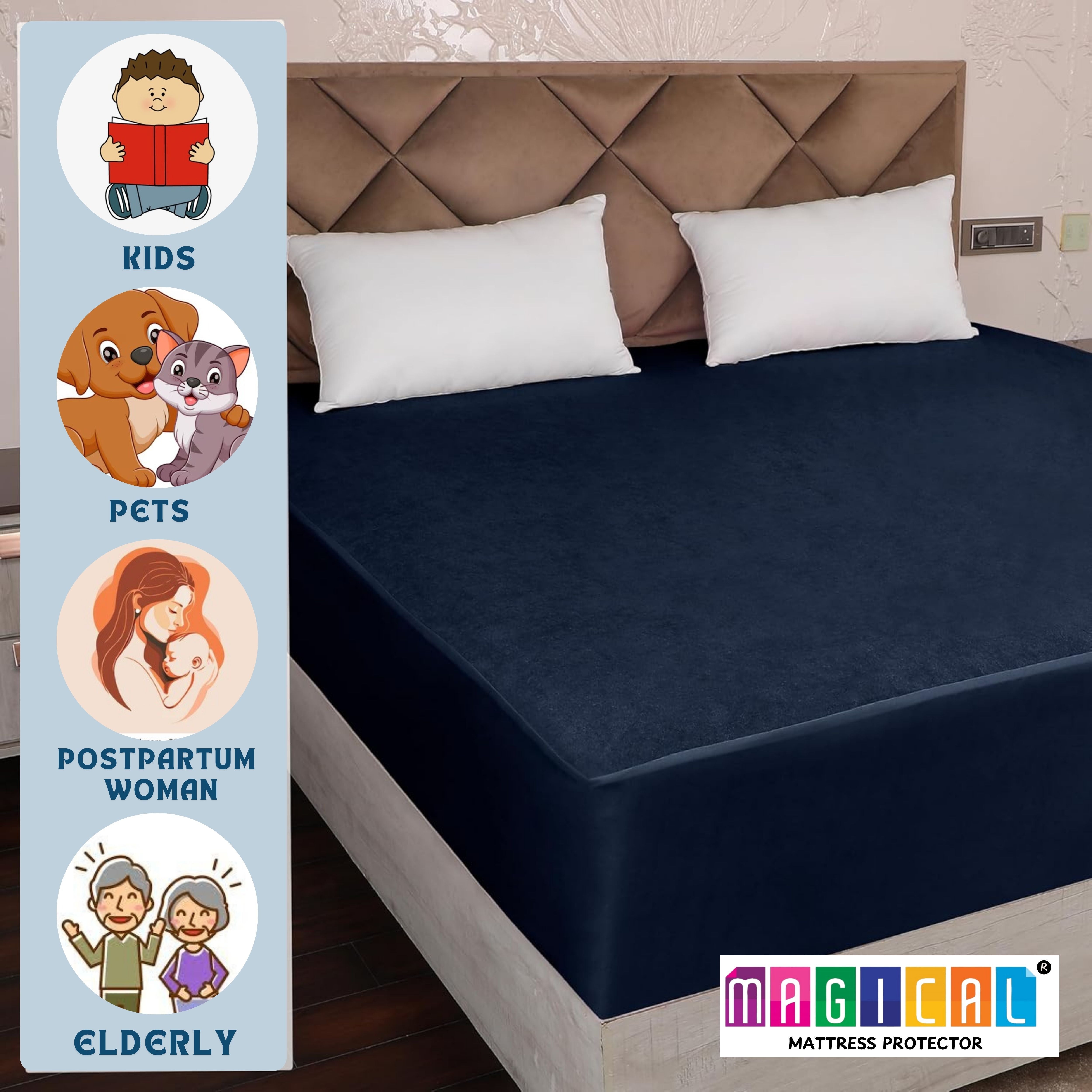 Bed Cover Navy Blue King Mattress Protector