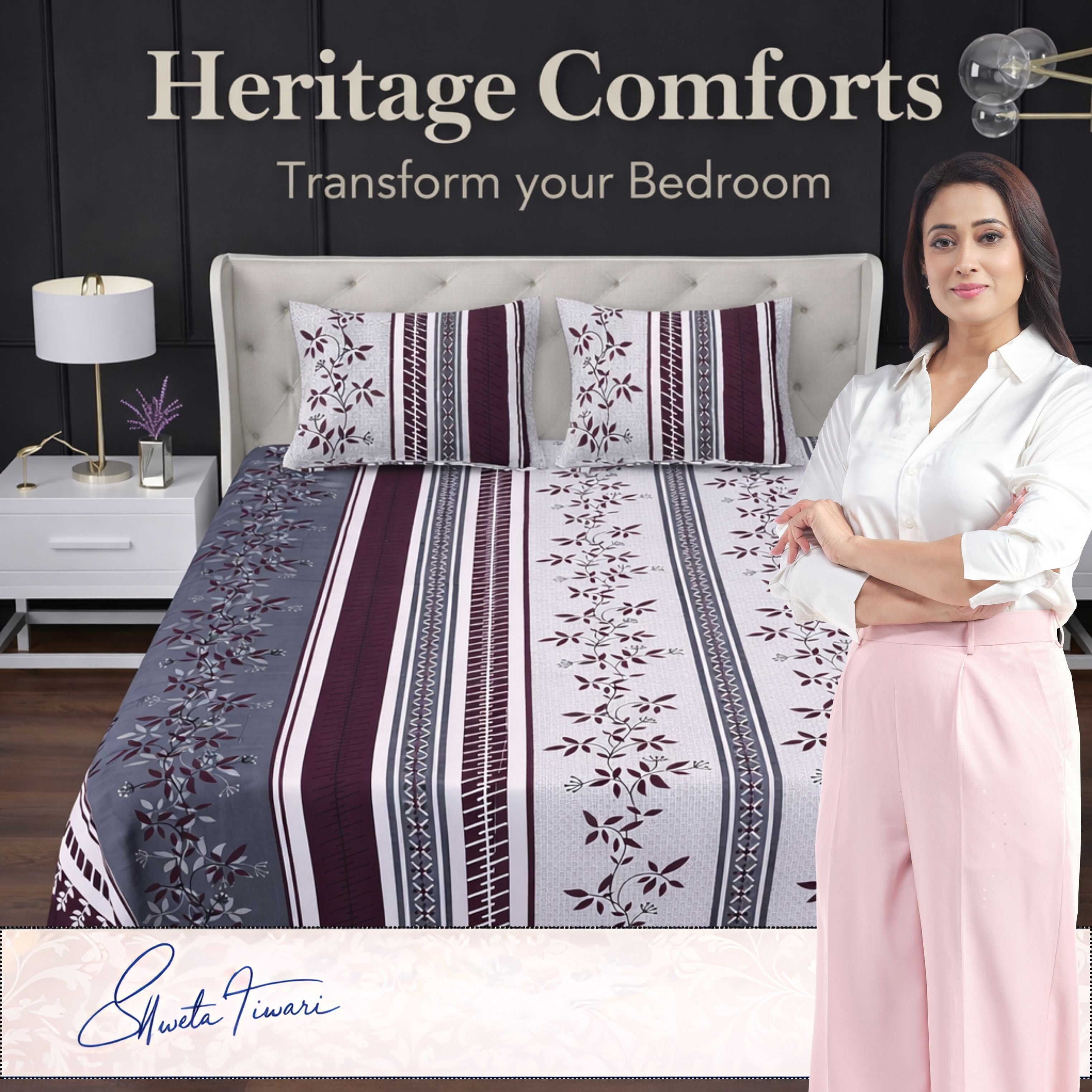 Cotton 244 TC Printed King Size Bedsheet with 2 Pillow Covers – Premium Soft Flat Bed Sheet (Multicolor)