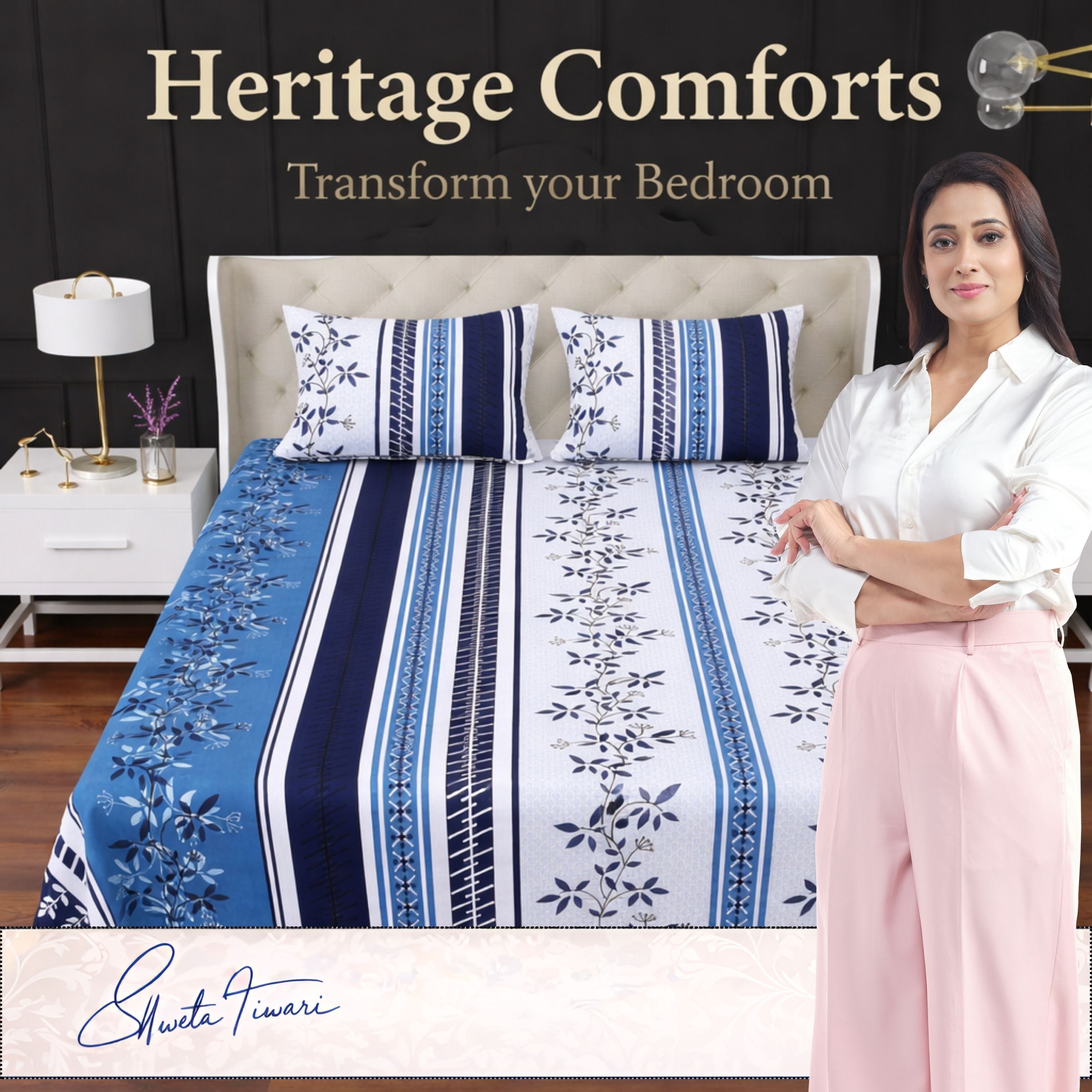 Cotton 244 TC Printed King Size Bedsheet with 2 Pillow Covers – Premium Soft Flat Bed Sheet (Multicolor)