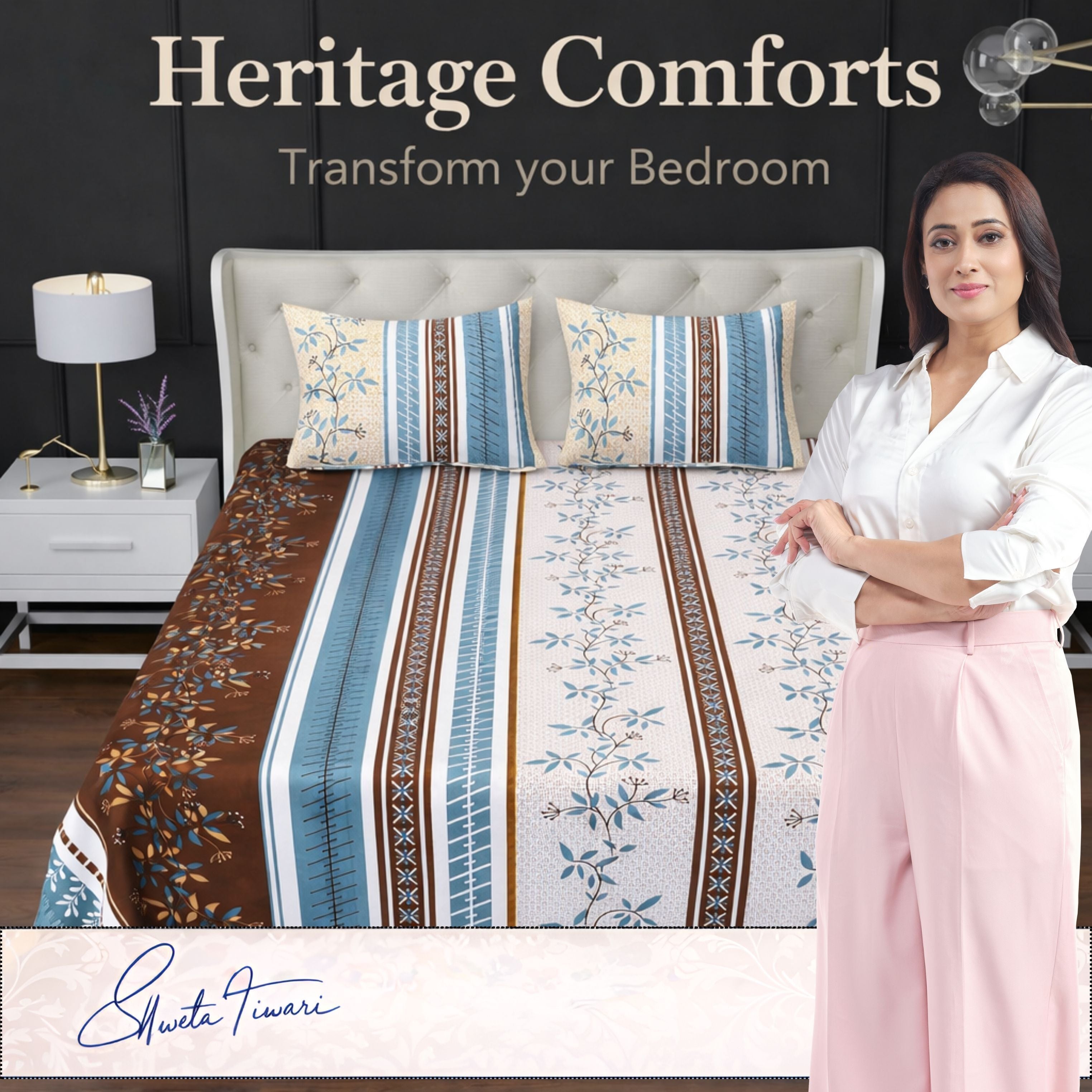 Cotton 244 TC Printed King Size Bedsheet with 2 Pillow Covers – Premium Soft Flat Bed Sheet (Multicolor)