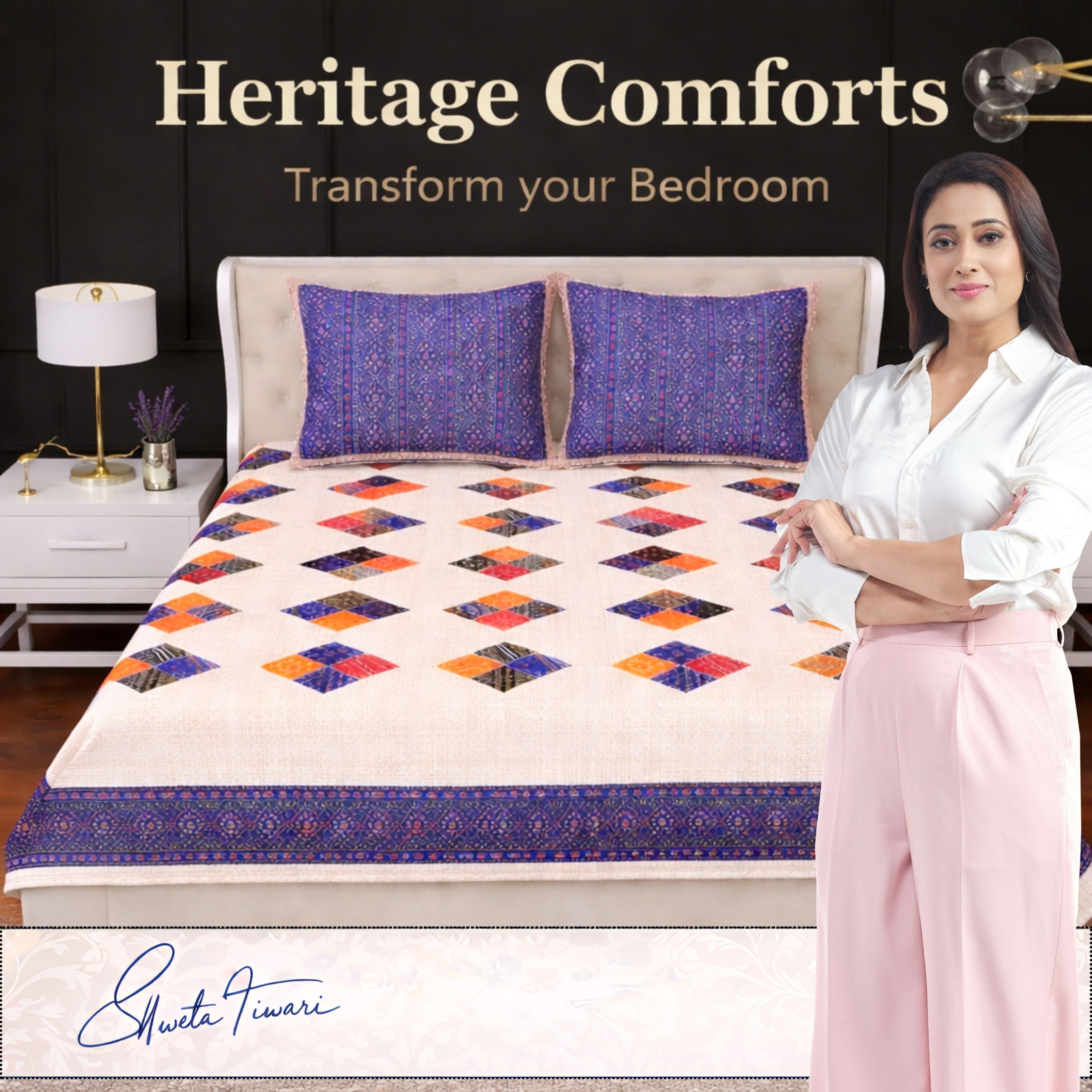 Cotton 244 TC Printed King Size Bedsheet with 2 Pillow Covers – Premium Soft Flat Bed Sheet (Multicolor)