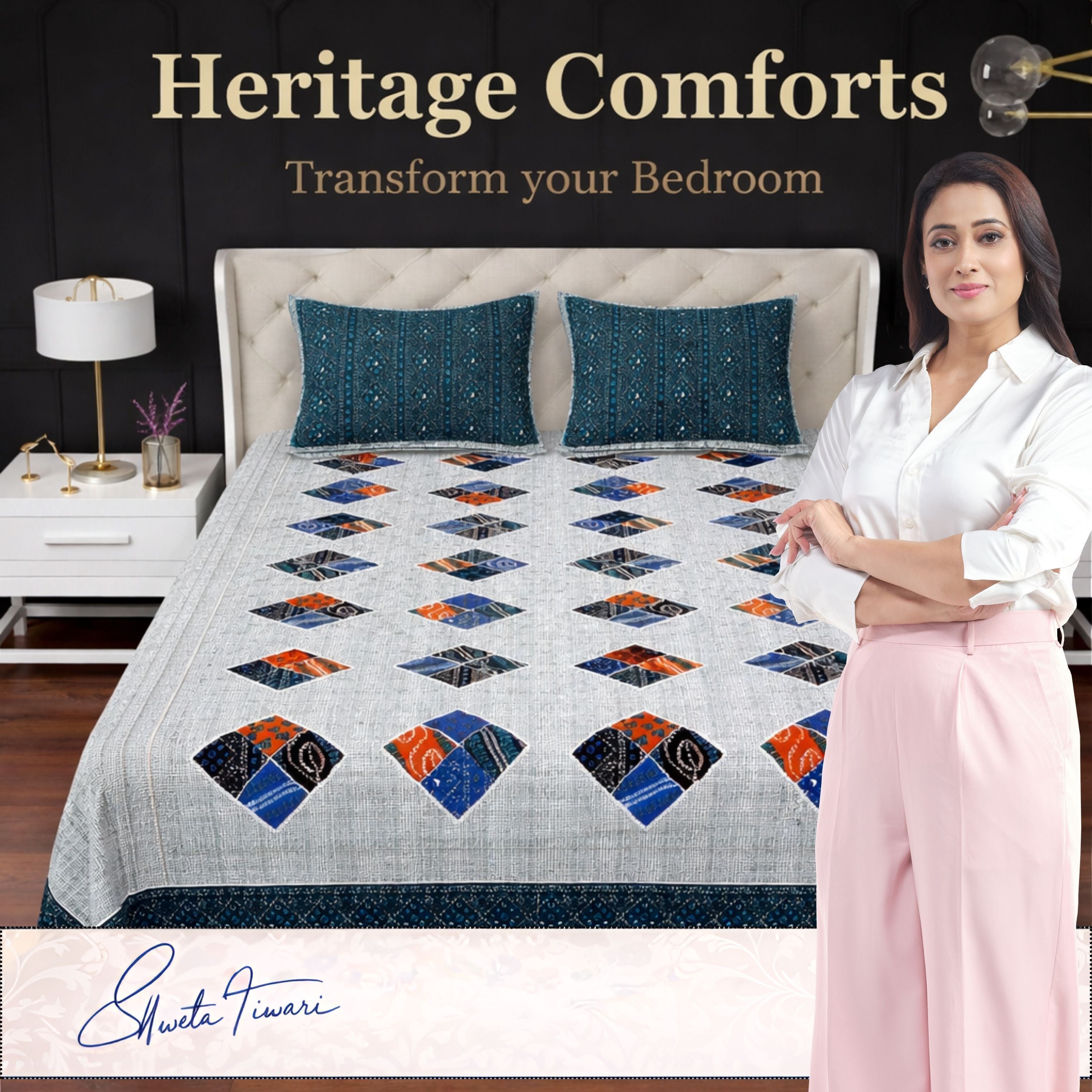 Cotton 244 TC Printed King Size Bedsheet with 2 Pillow Covers – Premium Soft Flat Bed Sheet (Multicolor)