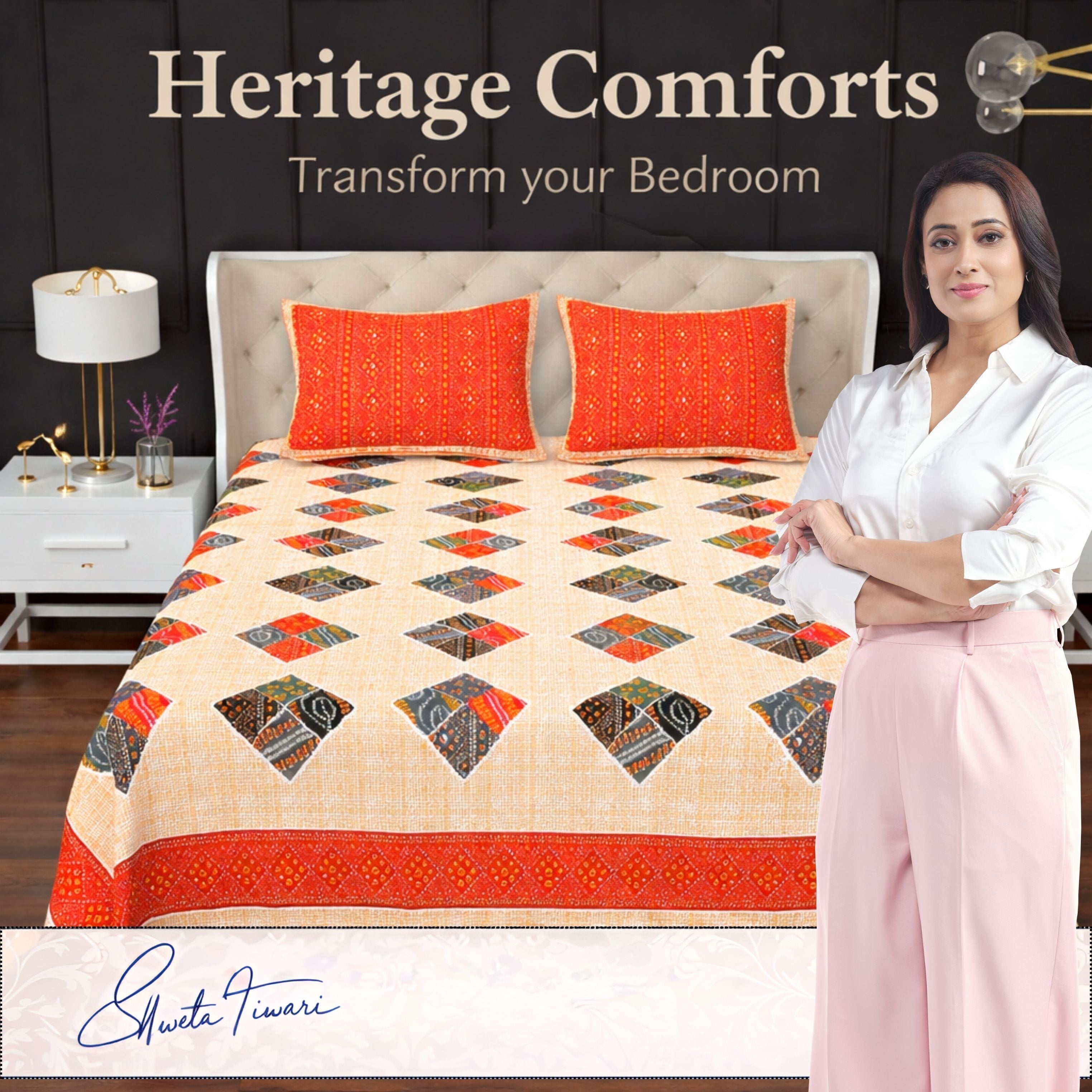Cotton 244 TC Printed King Size Bedsheet with 2 Pillow Covers – Premium Soft Flat Bed Sheet (Multicolor)