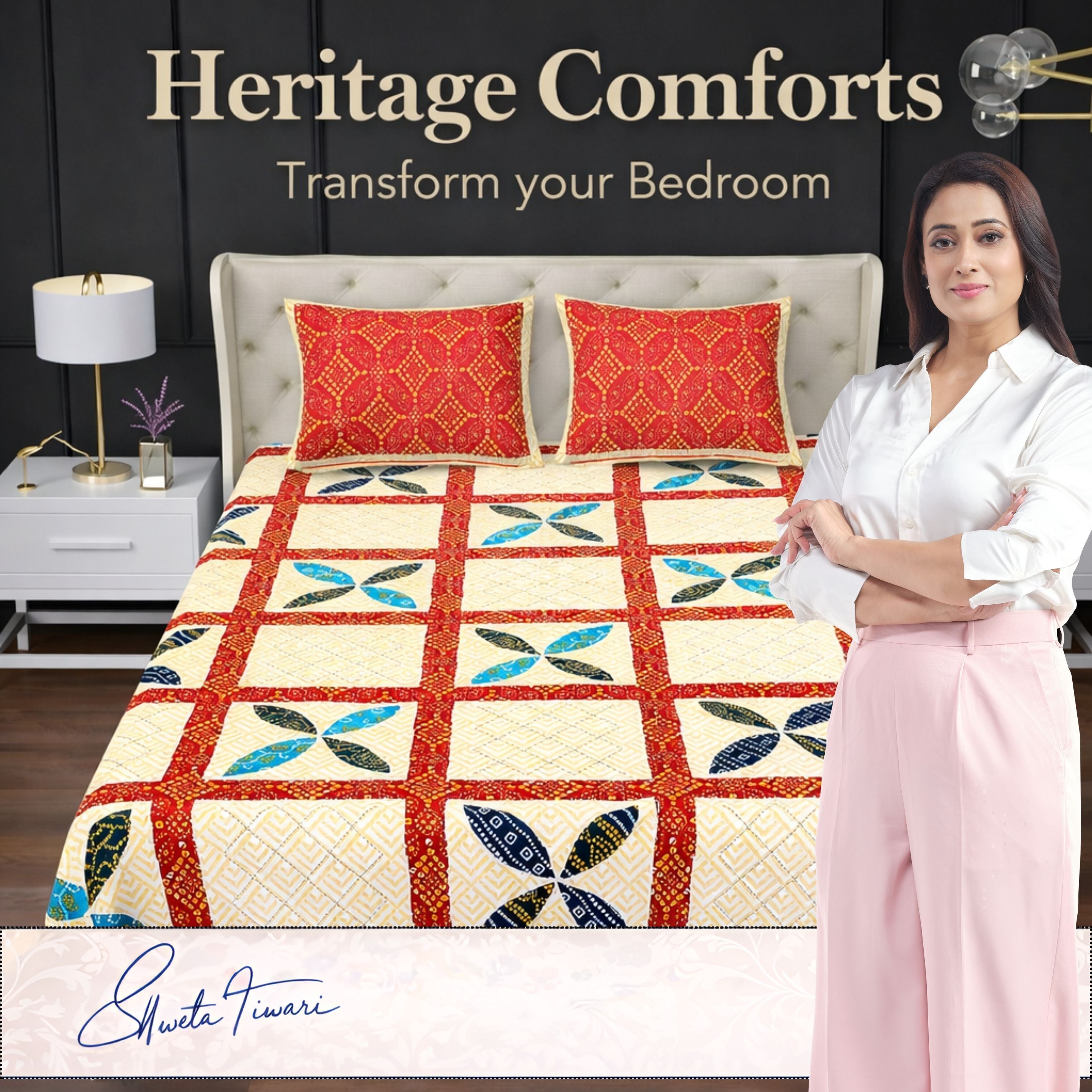 Cotton 244 TC Printed King Size Bedsheet with 2 Pillow Covers – Premium Soft Flat Bed Sheet (Multicolor)