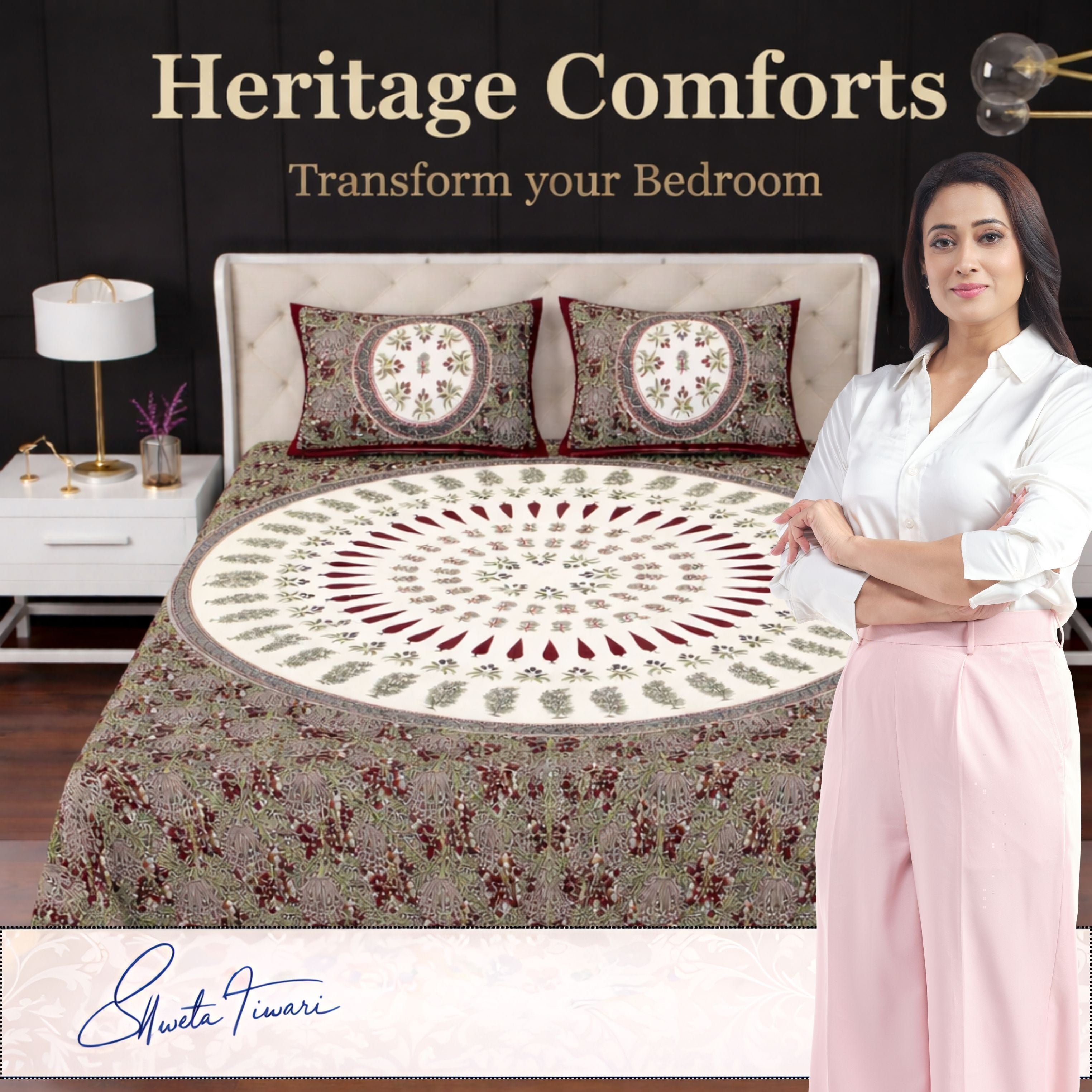 Cotton 244 TC Printed King Size Bedsheet with 2 Pillow Covers – Premium Soft Flat Bed Sheet (Multicolor)