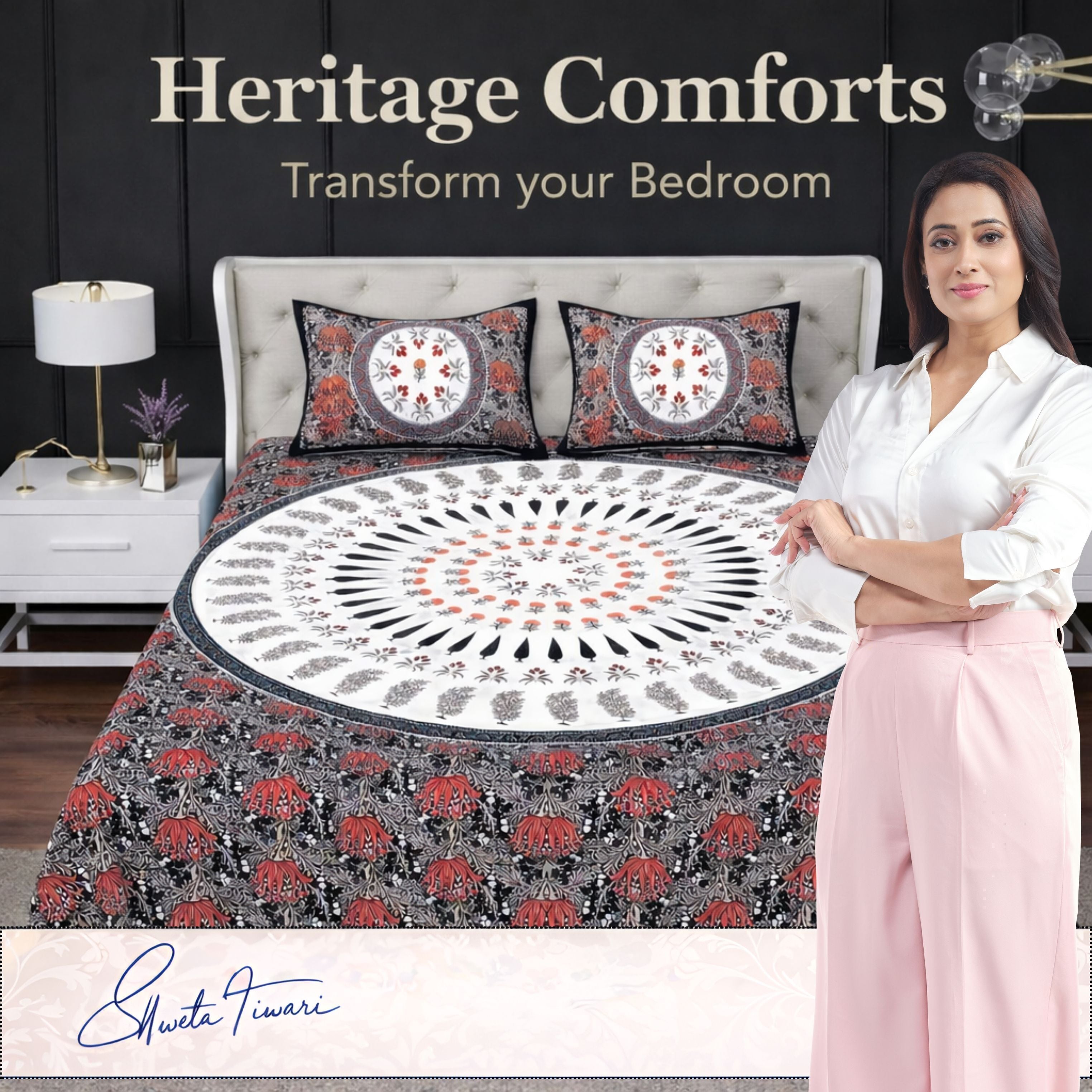 Cotton 244 TC Printed King Size Bedsheet with 2 Pillow Covers – Premium Soft Flat Bed Sheet (Multicolor)