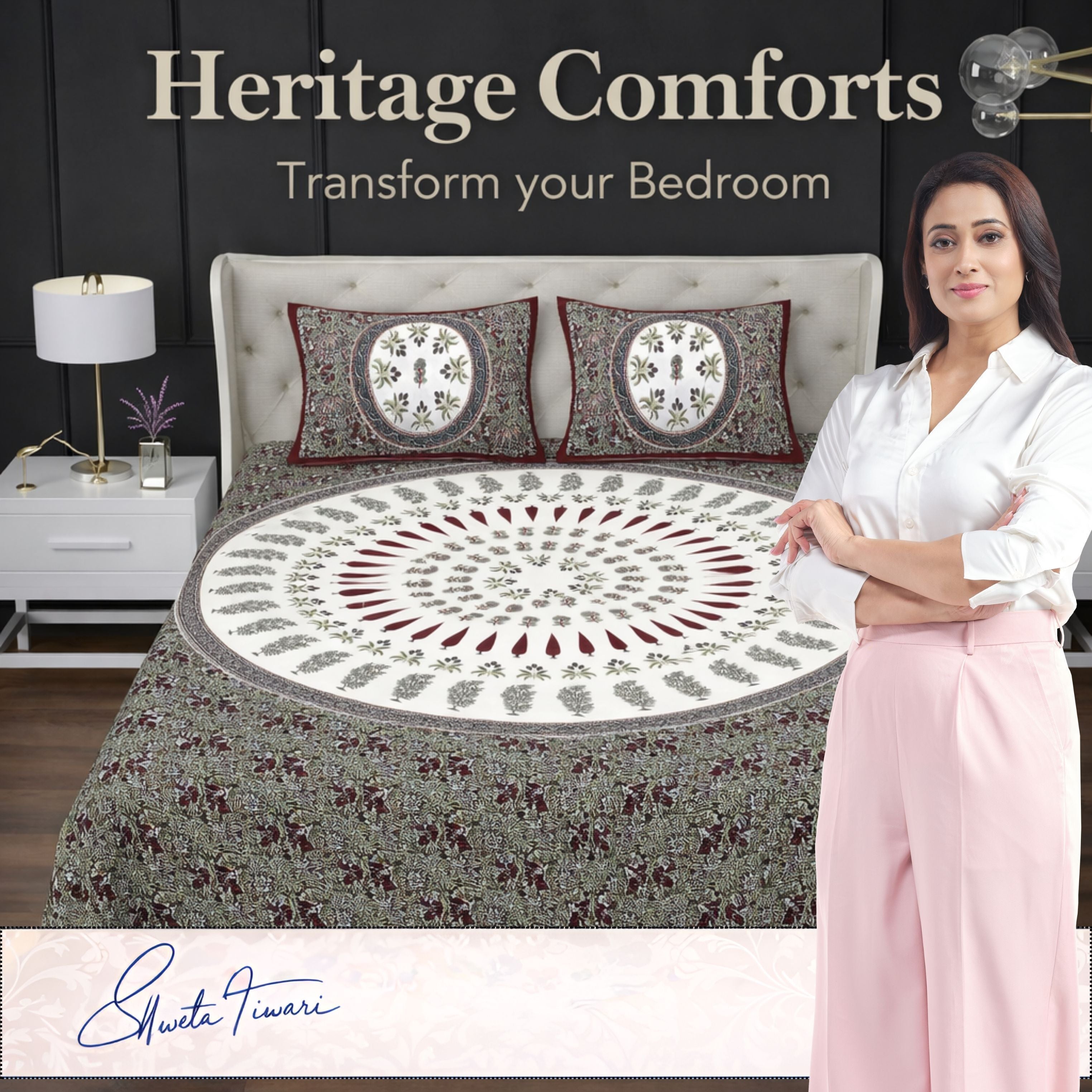 Cotton 244 TC Printed King Size Bedsheet with 2 Pillow Covers – Premium Soft Flat Bed Sheet (Multicolor)