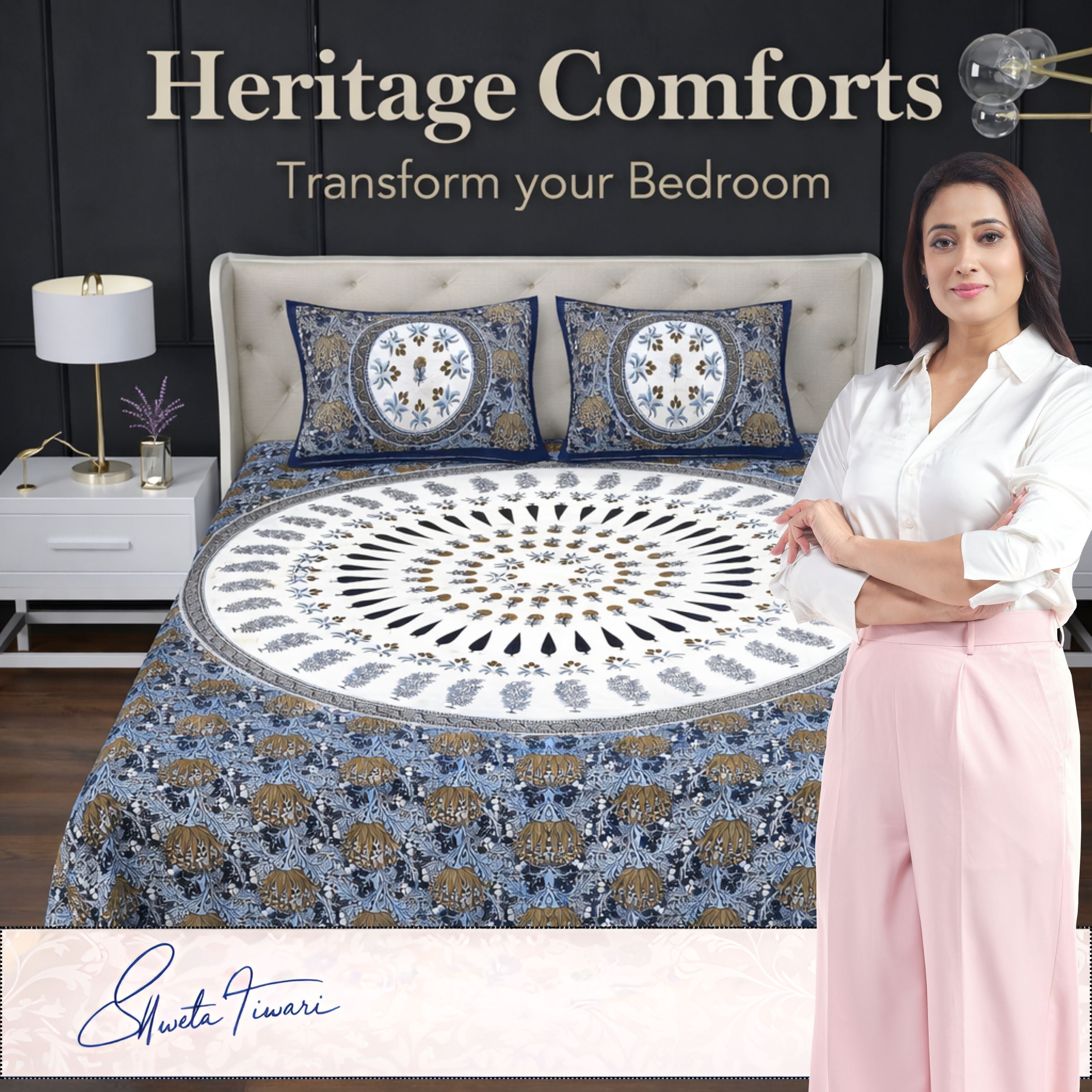 Cotton 244 TC Printed King Size Bedsheet with 2 Pillow Covers – Premium Soft Flat Bed Sheet (Multicolor)
