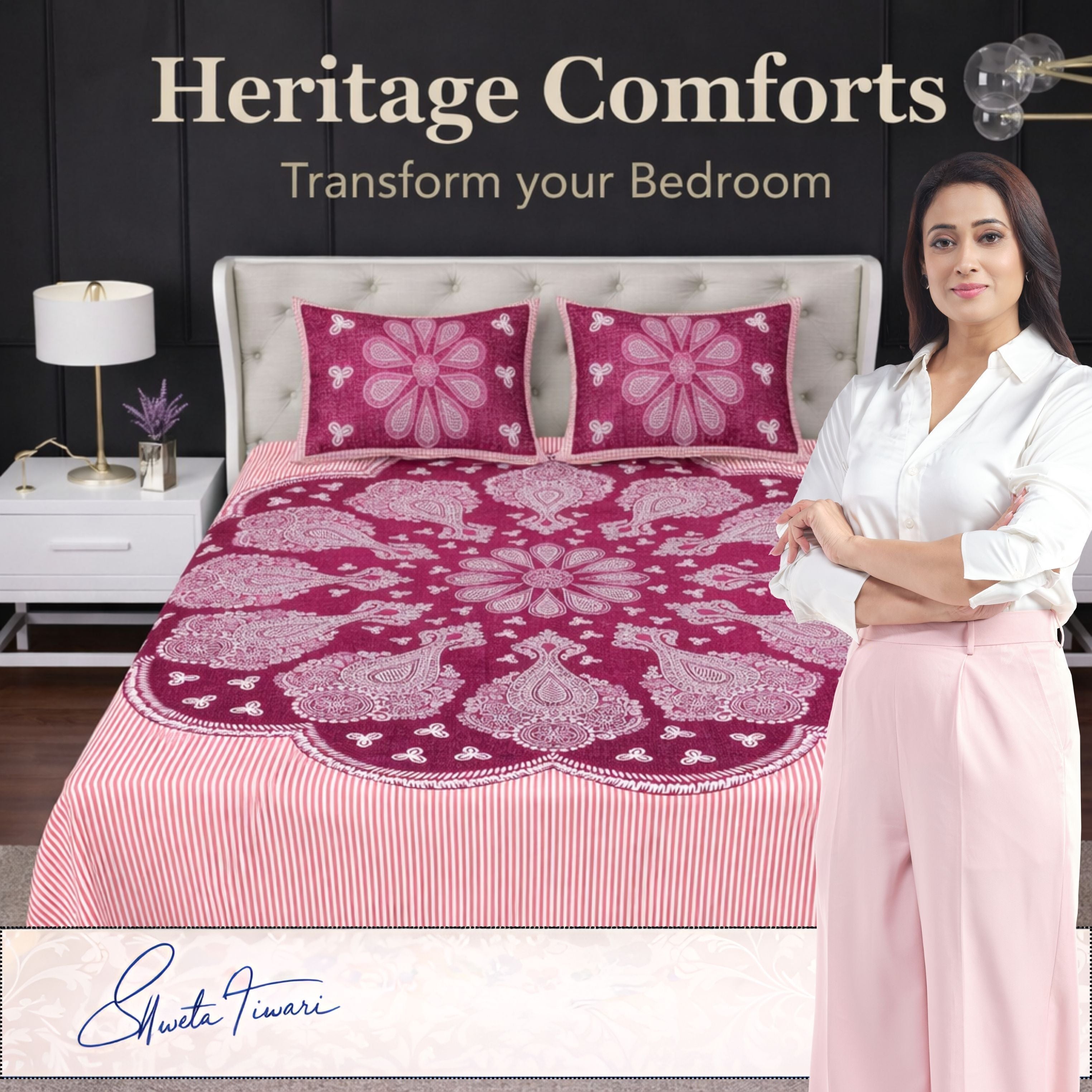 Cotton 244 TC Printed King Size Bedsheet with 2 Pillow Covers – Premium Soft Flat Bed Sheet (Multicolor)