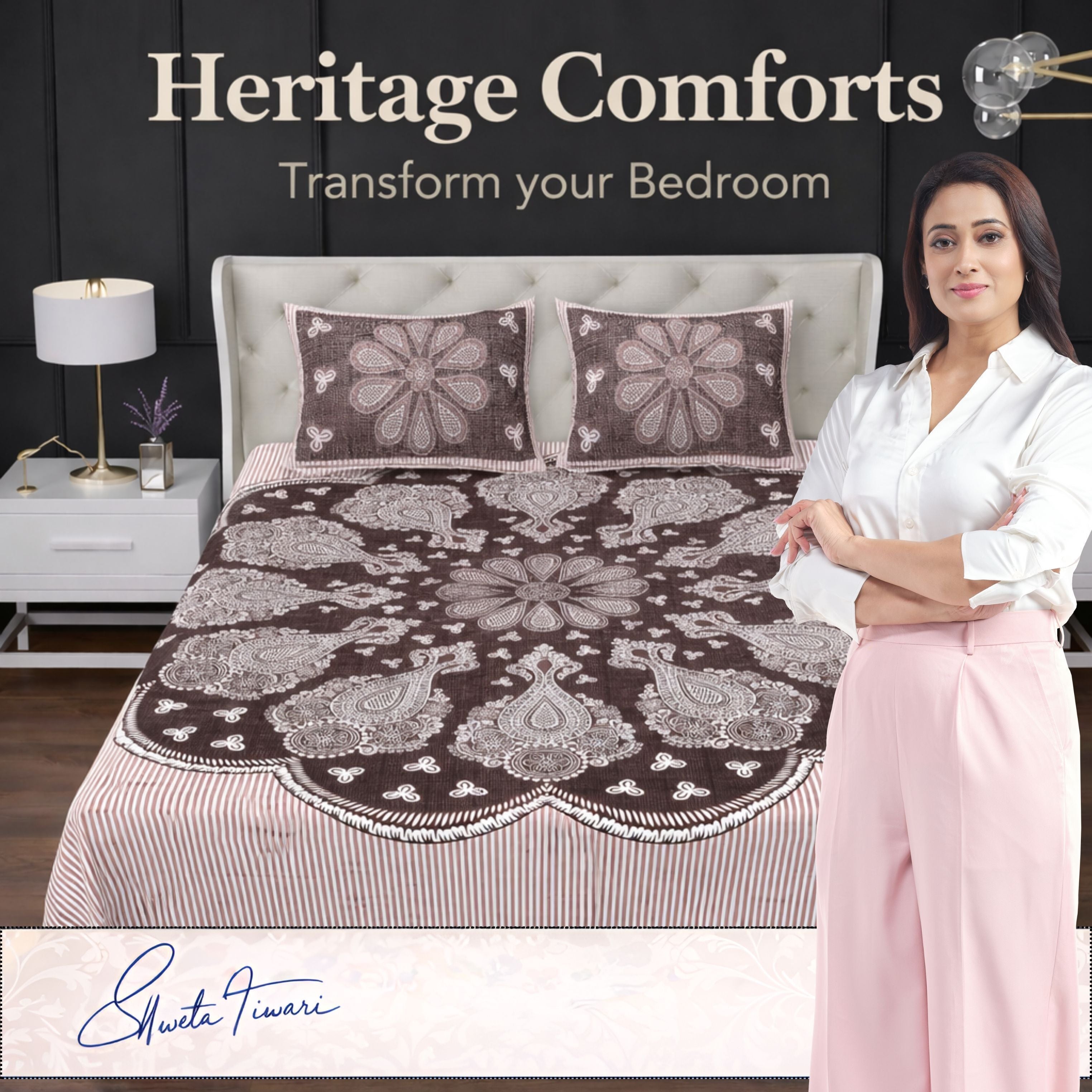 Cotton 244 TC Printed King Size Bedsheet with 2 Pillow Covers – Premium Soft Flat Bed Sheet (Multicolor)