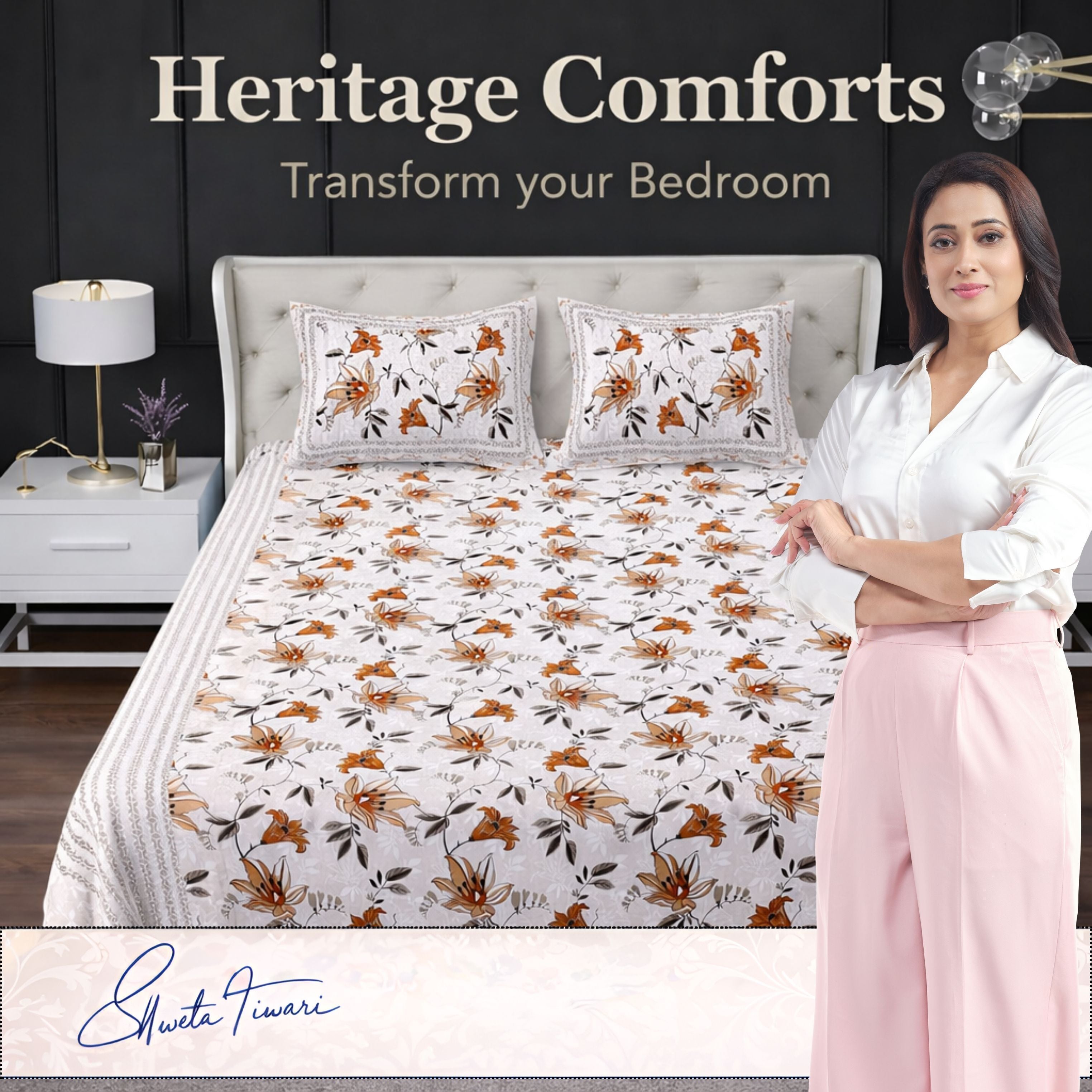 Cotton 244 TC Printed King Size Bedsheet with 2 Pillow Covers – Premium Soft Flat Bed Sheet (Multicolor)
