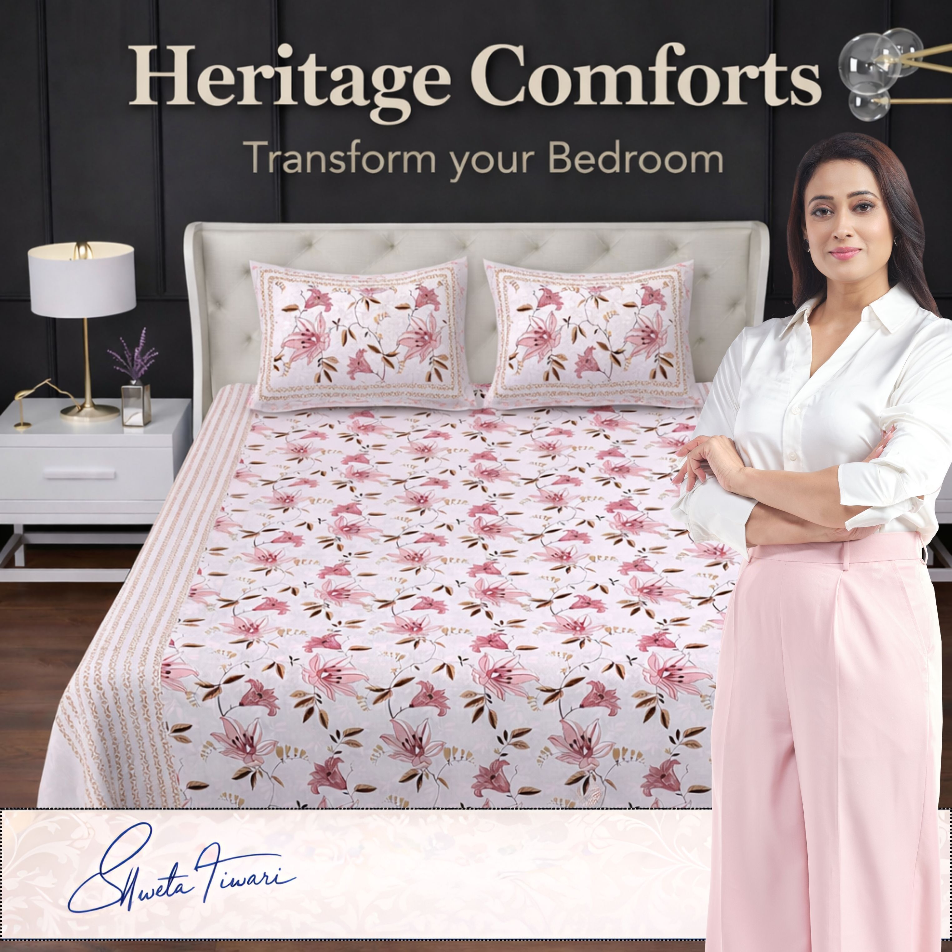Cotton 244 TC Printed King Size Bedsheet with 2 Pillow Covers – Premium Soft Flat Bed Sheet (Multicolor)