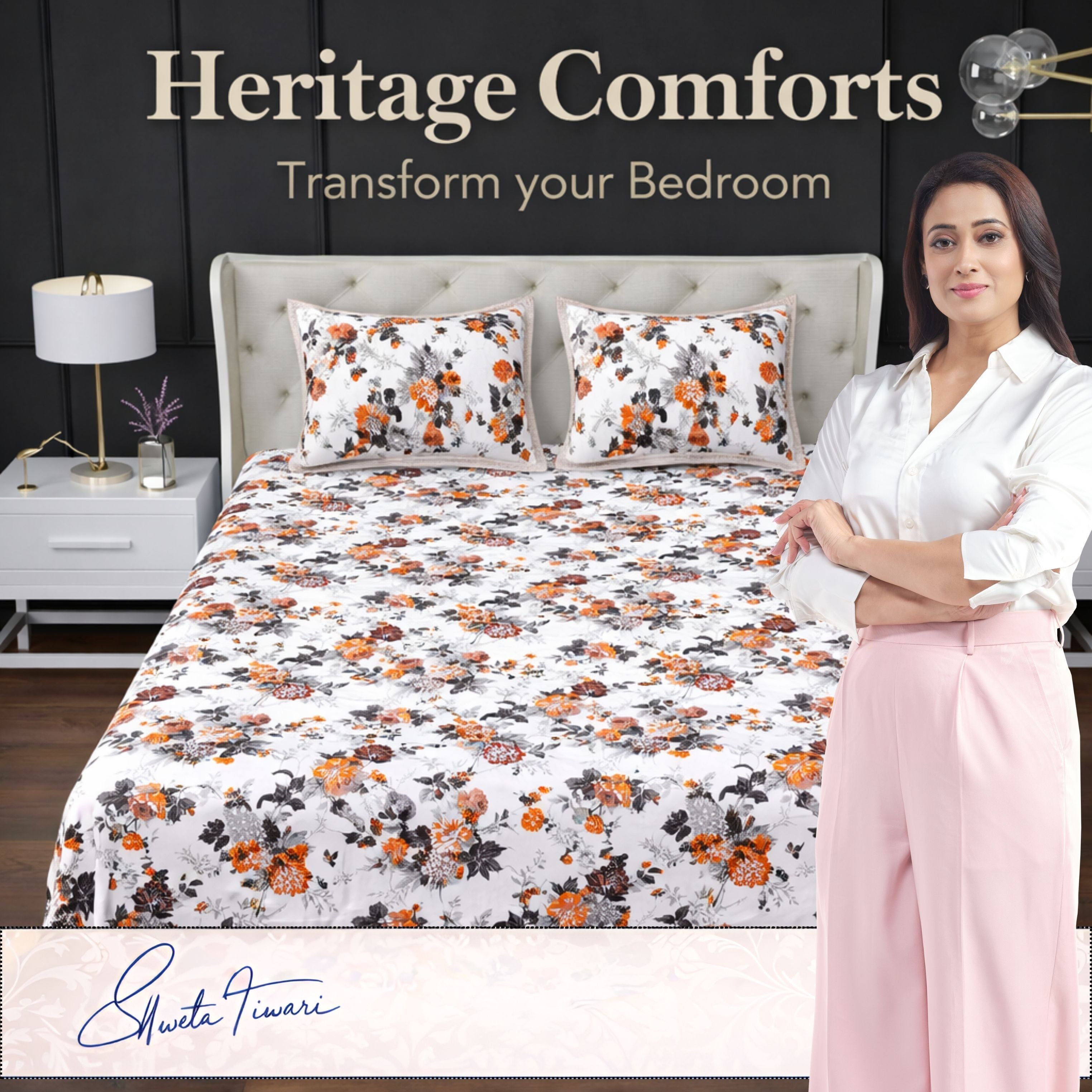 Cotton 244 TC Printed King Size Bedsheet with 2 Pillow Covers – Premium Soft Flat Bed Sheet (Multicolor)