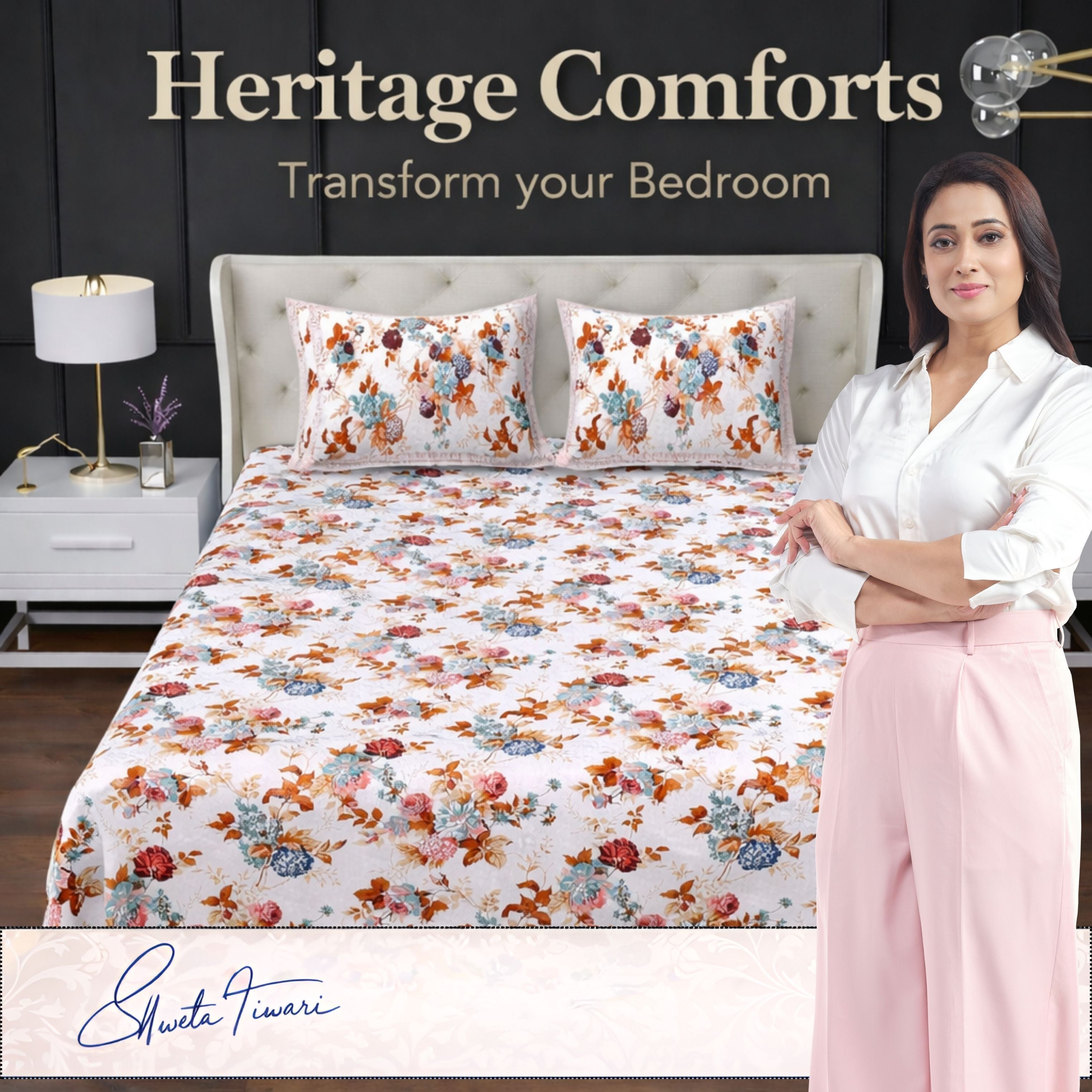 Cotton 244 TC Printed King Size Bedsheet with 2 Pillow Covers – Premium Soft Flat Bed Sheet (Multicolor)