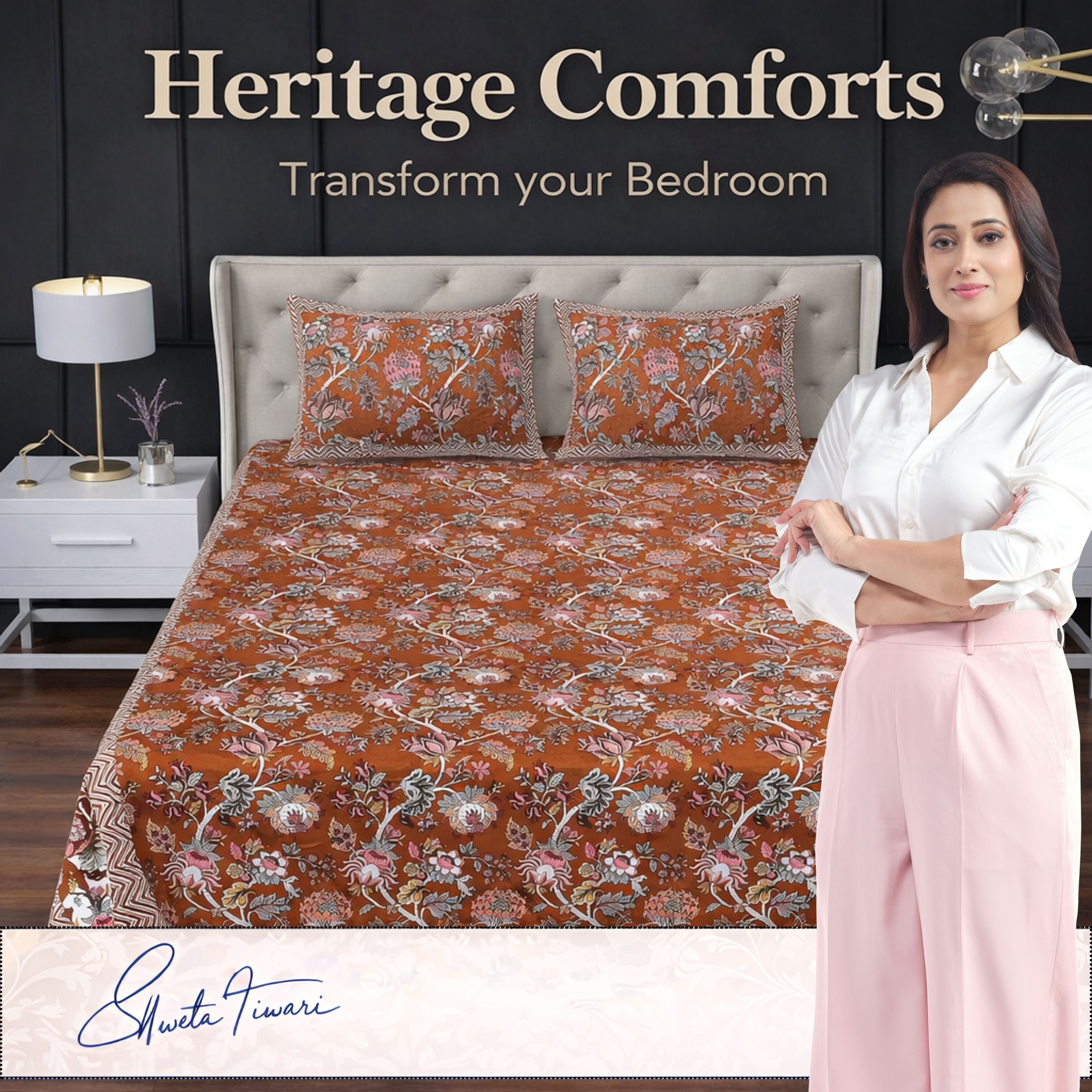 Cotton 244 TC Printed King Size Bedsheet with 2 Pillow Covers – Premium Soft Flat Bed Sheet (Multicolor)