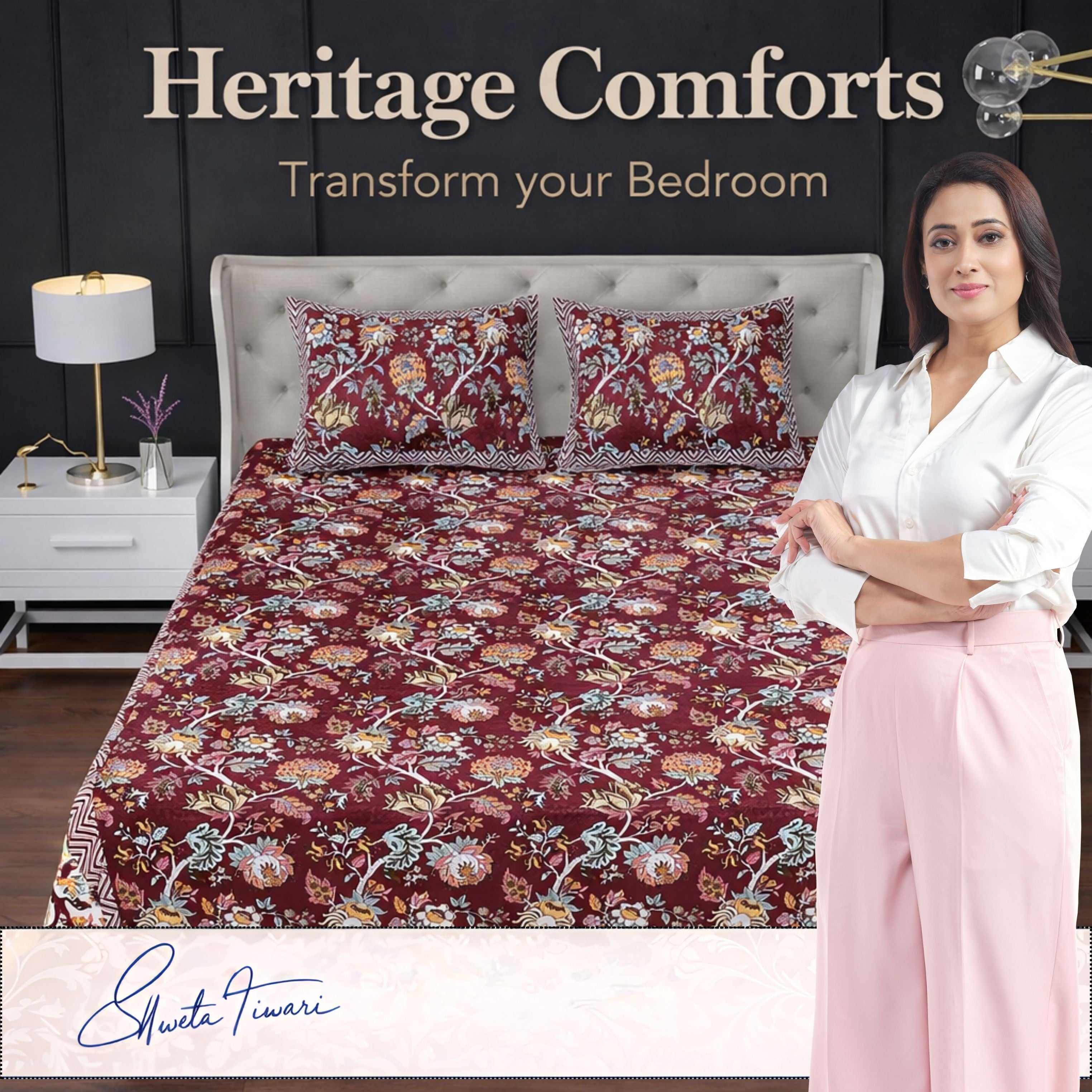 Cotton 244 TC Printed King Size Bedsheet with 2 Pillow Covers – Premium Soft Flat Bed Sheet (Multicolor)