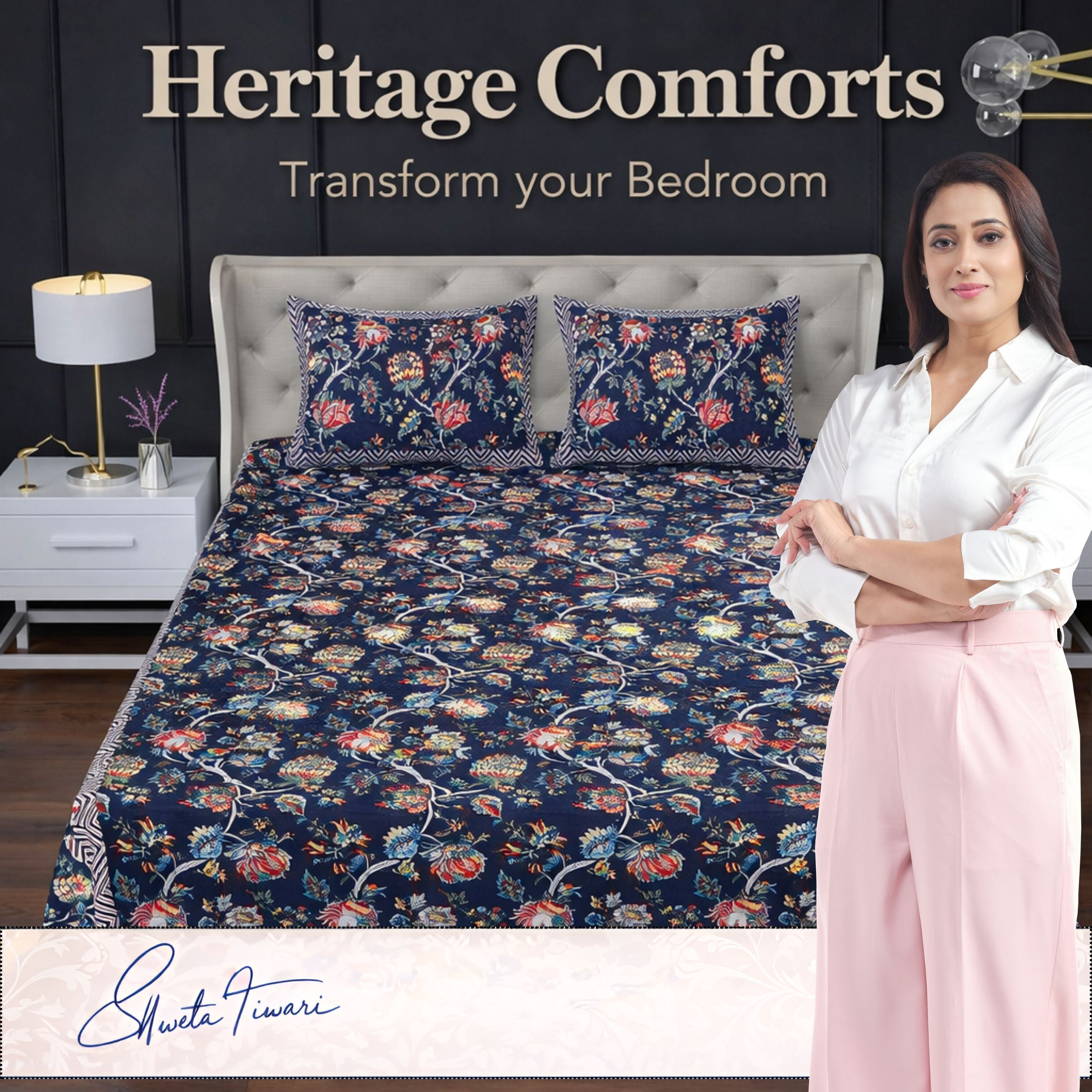 Cotton 244 TC Printed King Size Bedsheet with 2 Pillow Covers – Premium Soft Flat Bed Sheet (Multicolor)