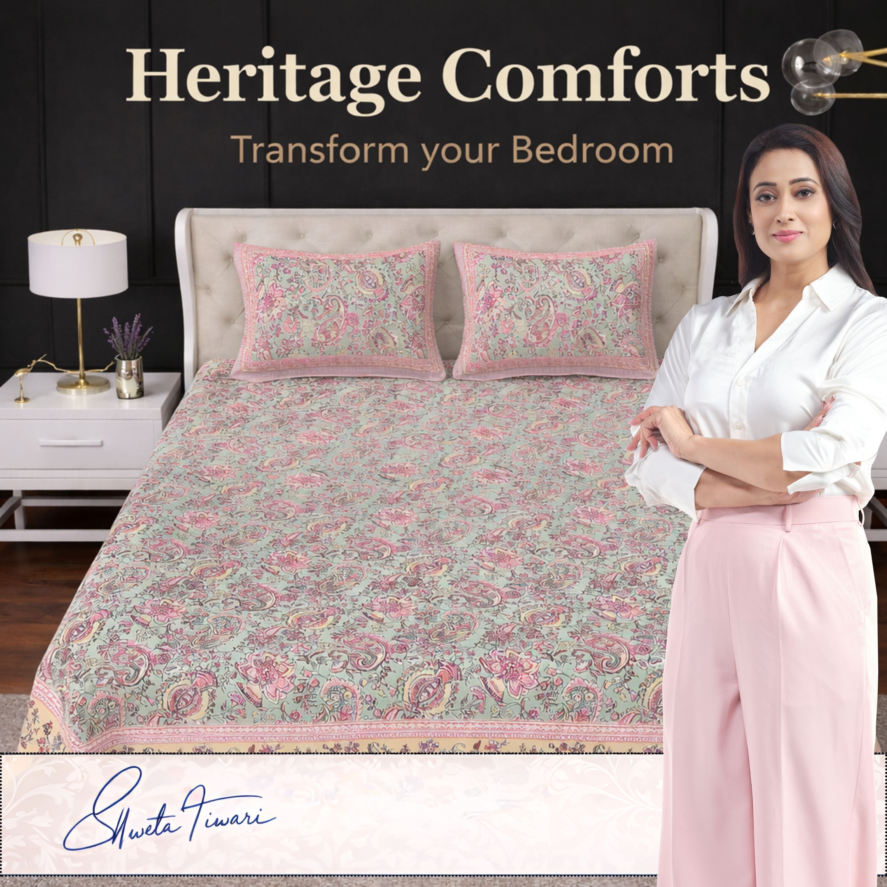 Cotton 244 TC Printed King Size Bedsheet with 2 Pillow Covers – Premium Soft Flat Bed Sheet (Multicolor)