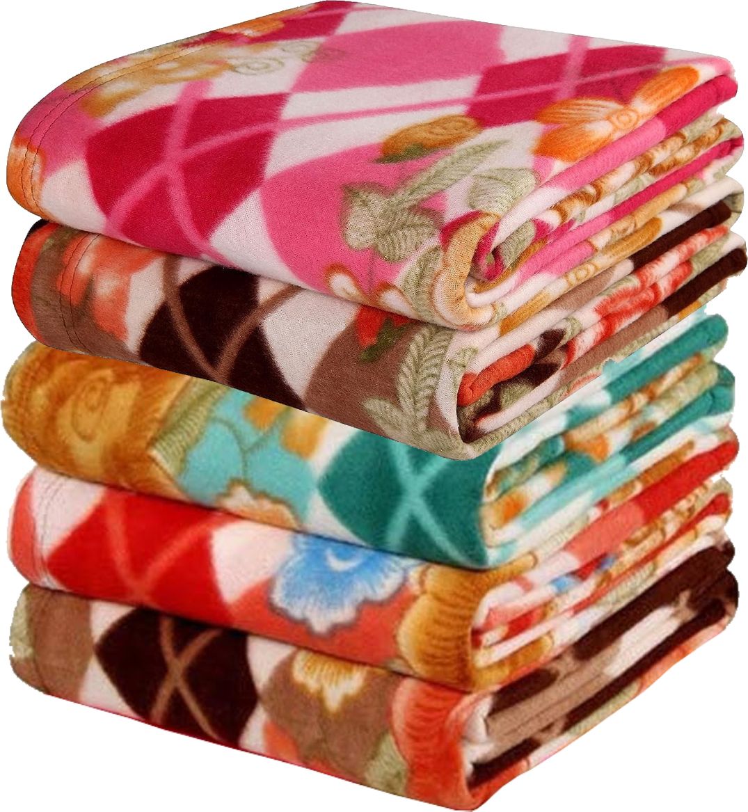 Pack Of 5 Printed Single Fleece