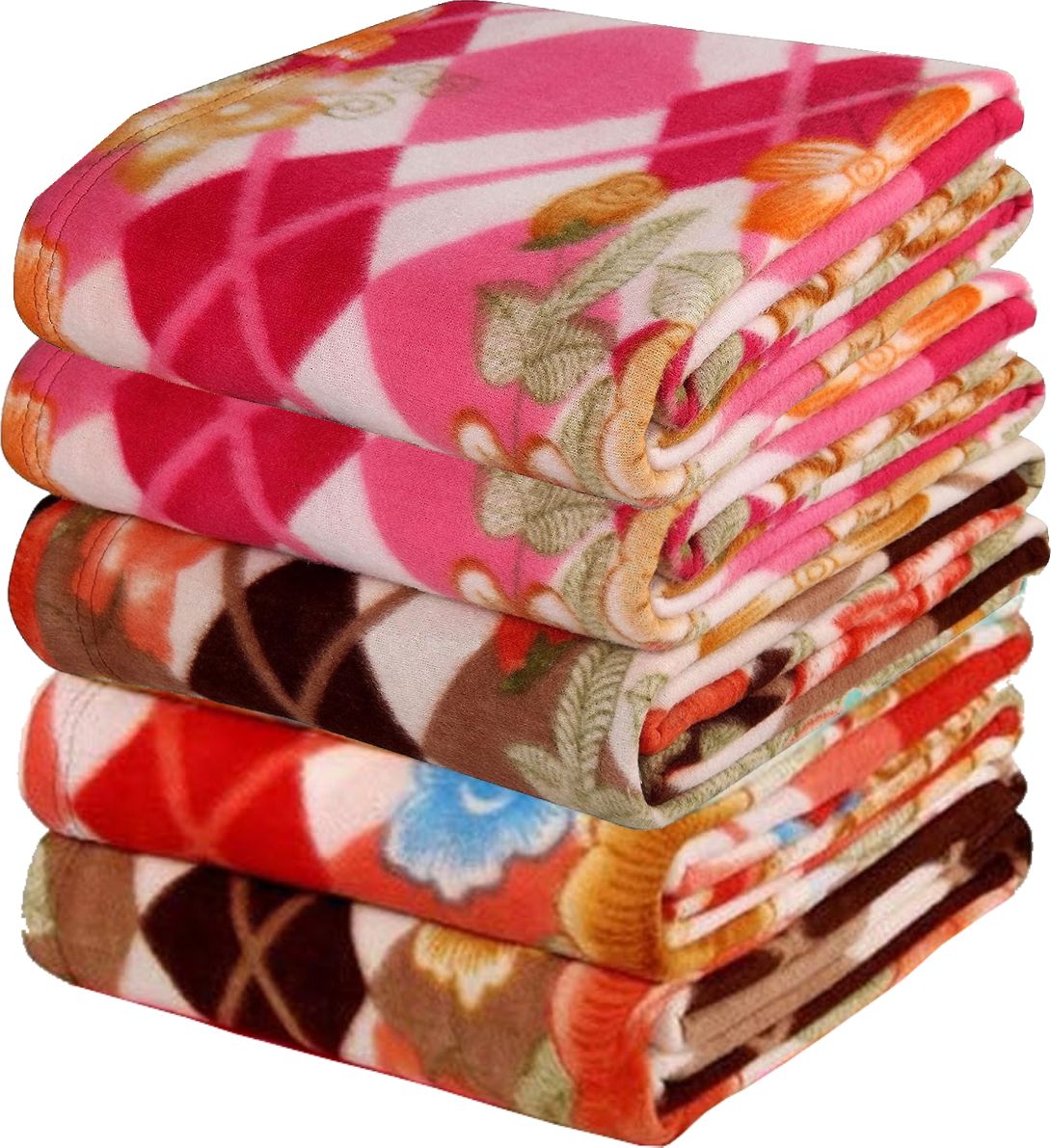 Pack Of 5 Printed Single Fleece