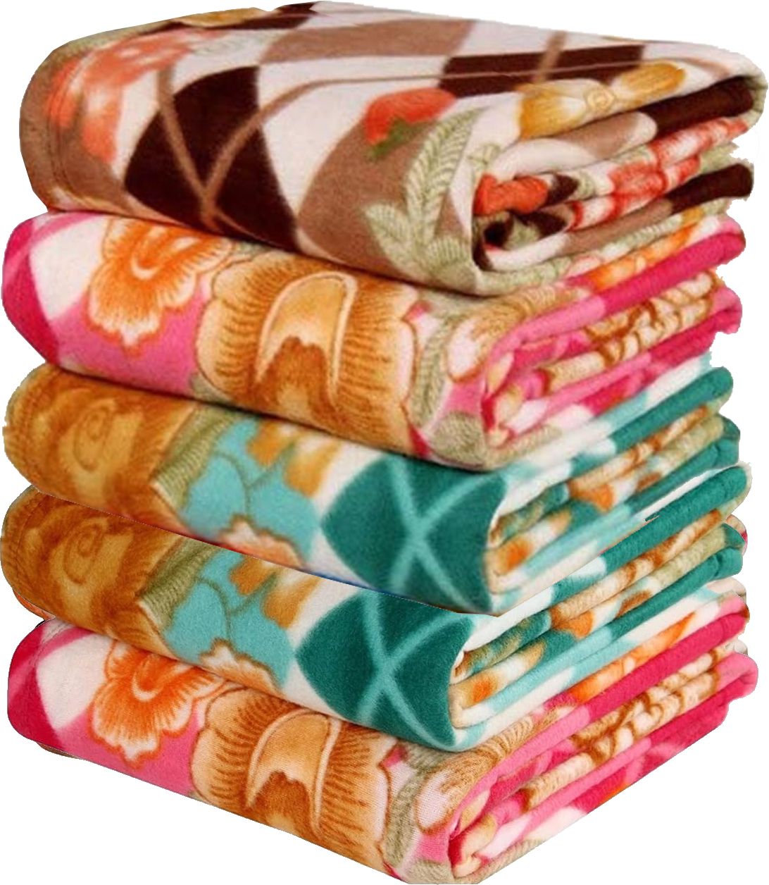 Pack Of 5 Printed Single Fleece