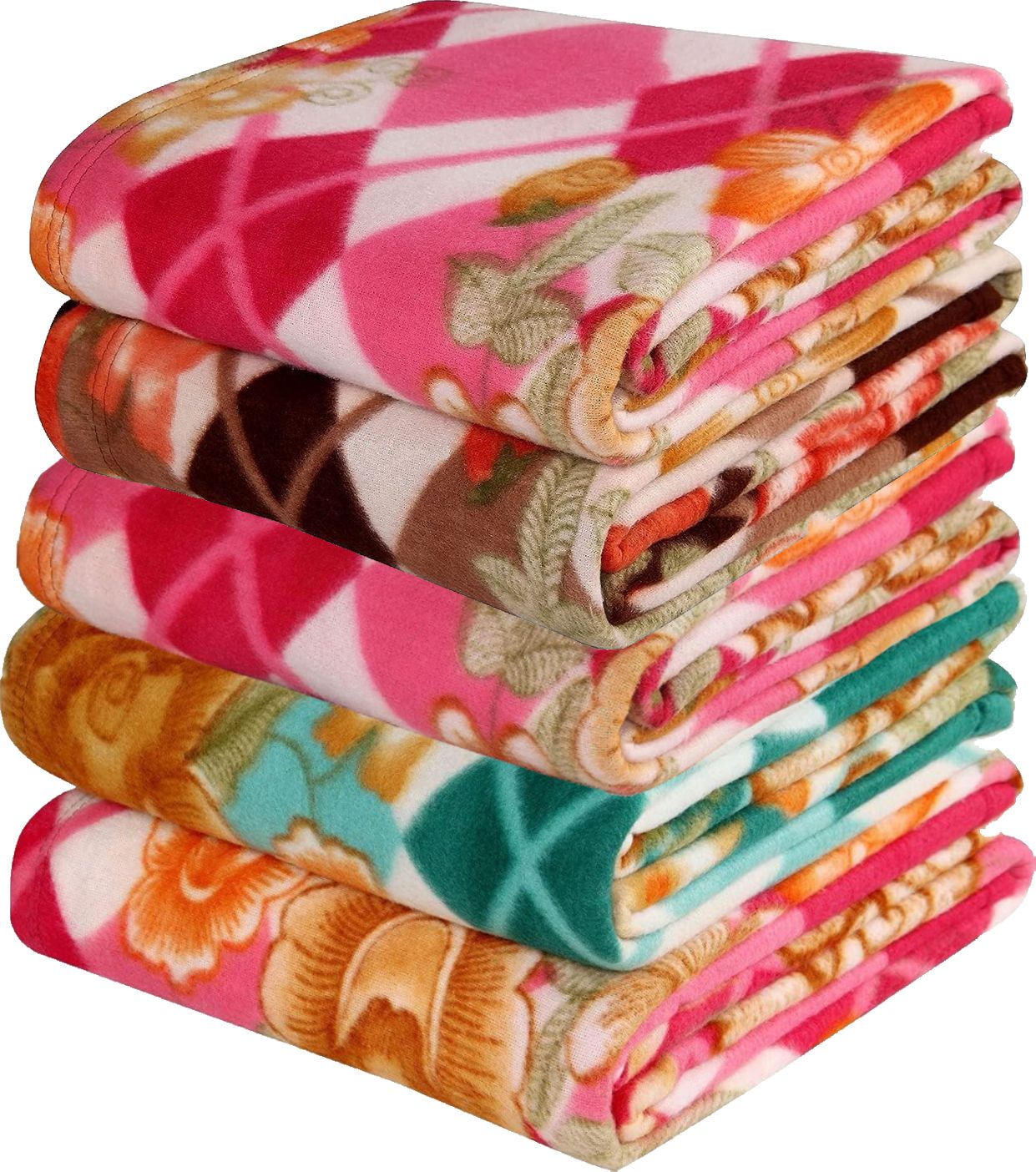 Pack Of 5 Printed Single Fleece