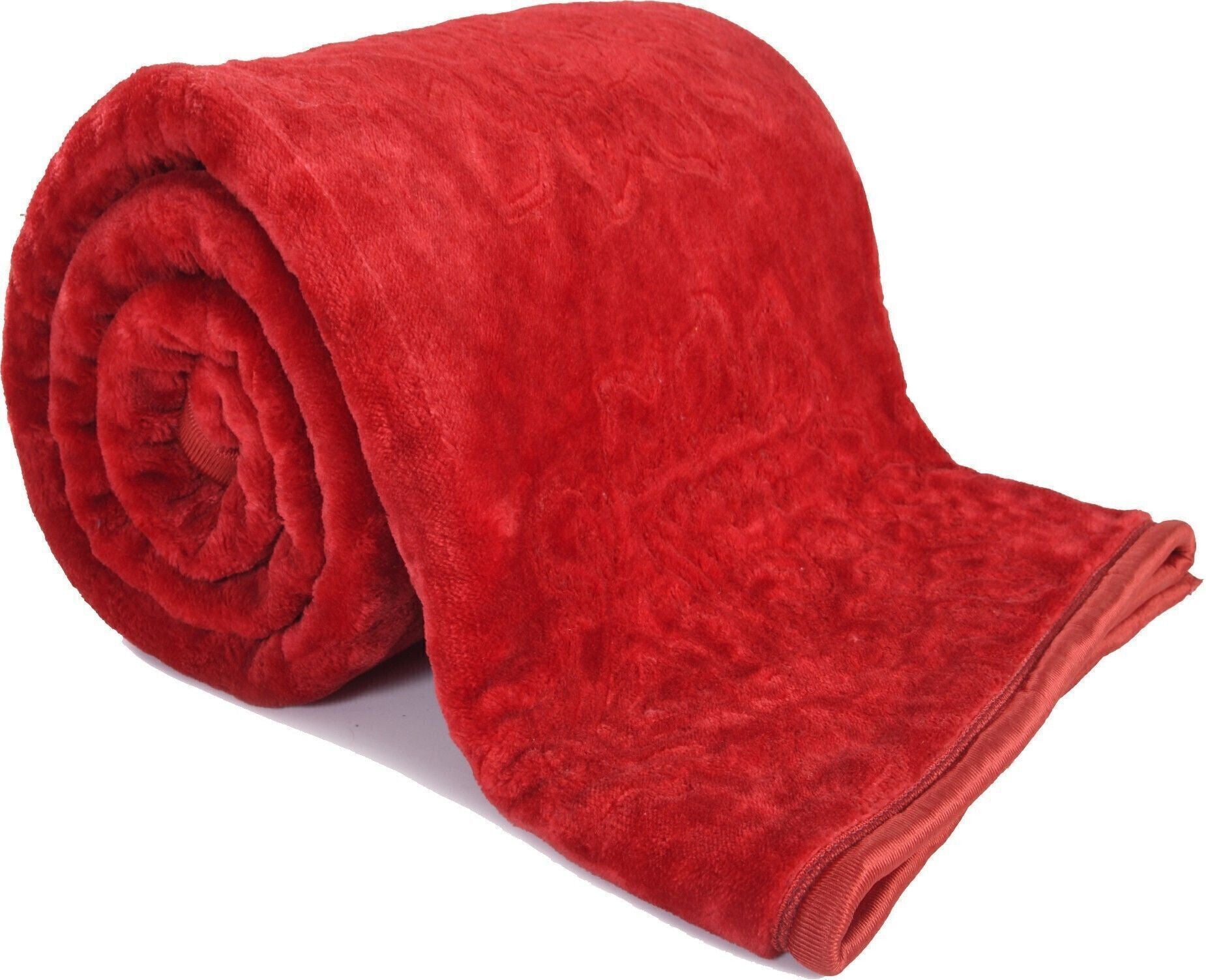 Floral Single Mink Heavy Blanket (Microfiber, Red)