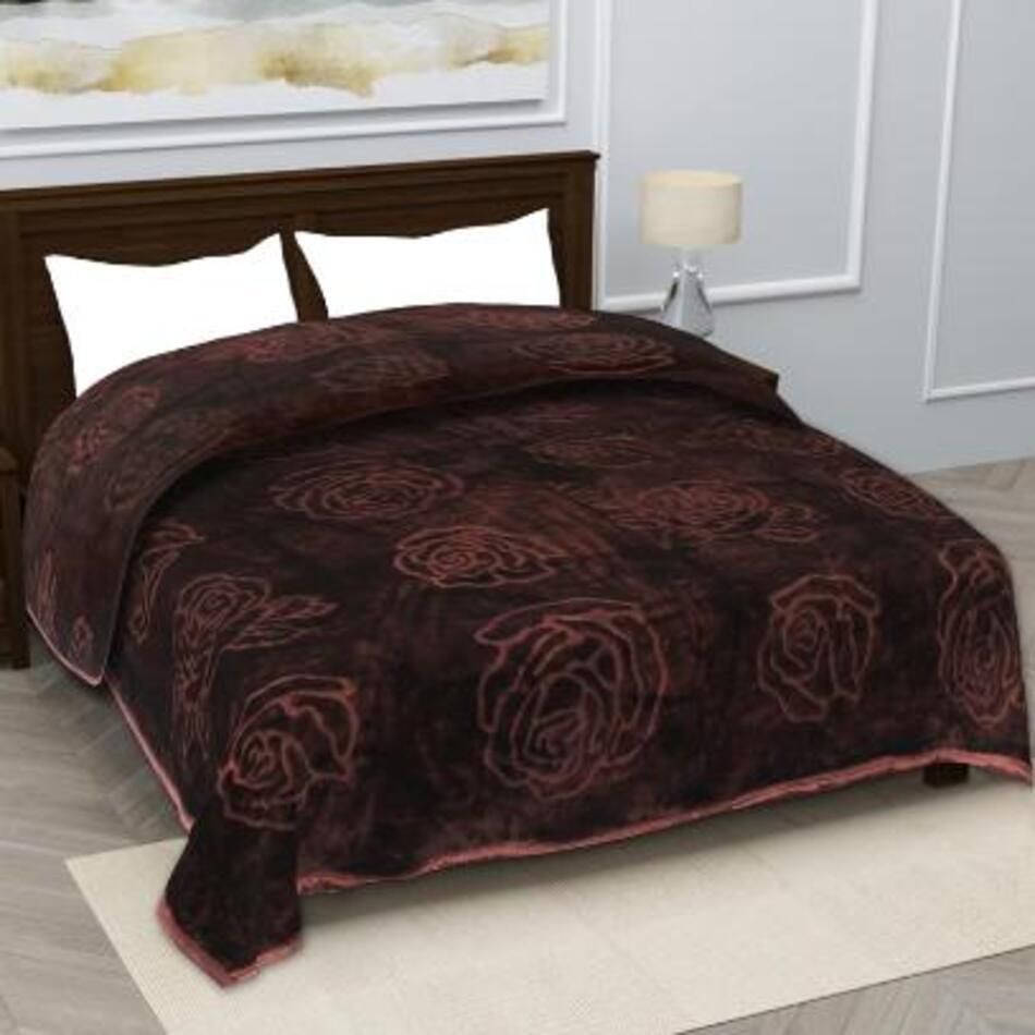 Mink Heavy Blanket in Self Emboss Design Solid Colours