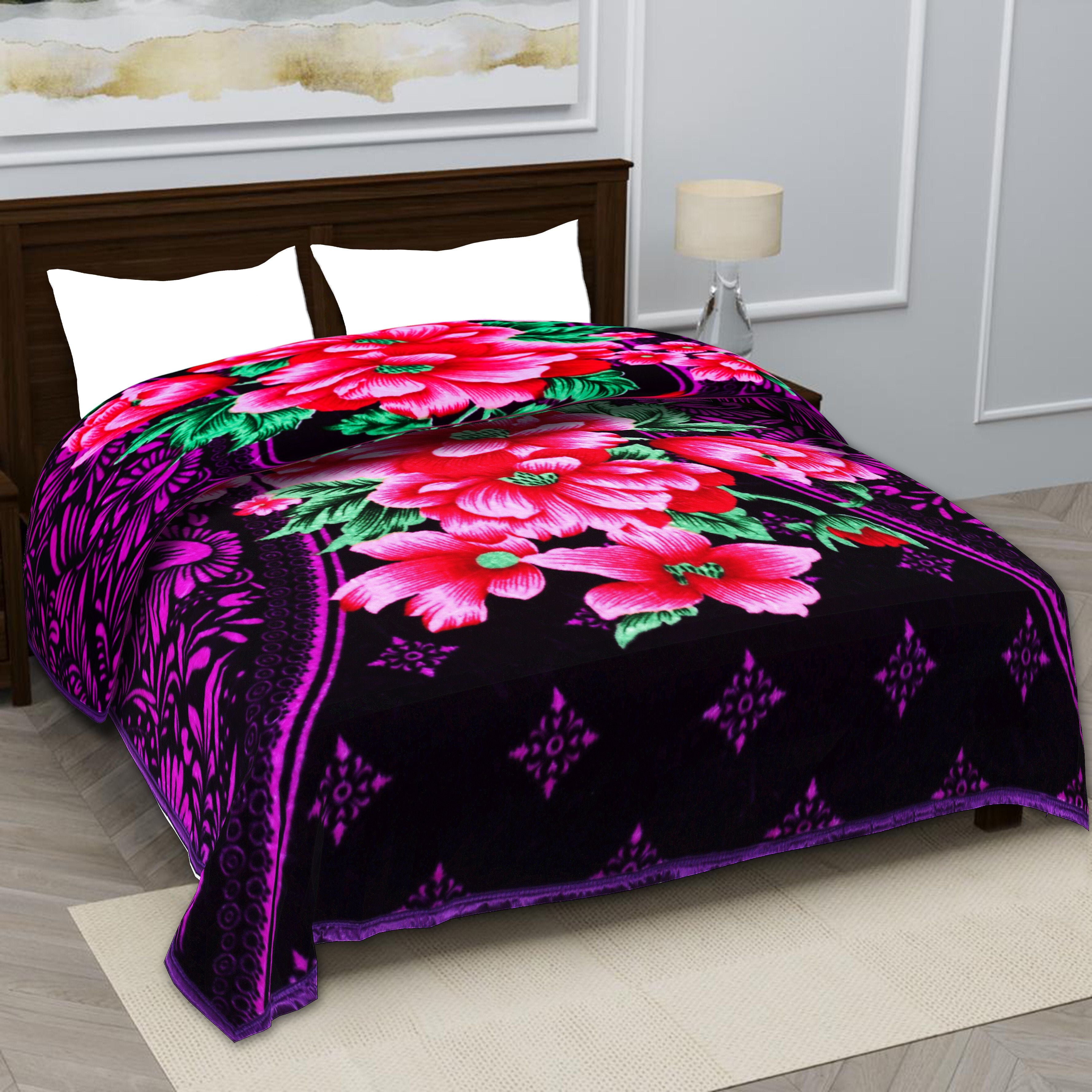 Rose Printed Double Mink Heavy Blanket