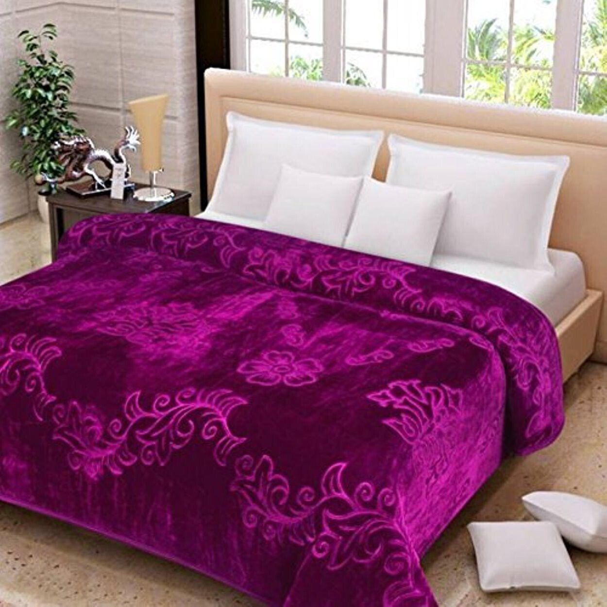 Solid Color Ultra Silky Soft Heavy Duty Quality Indn Mink Heavy Blanket 6.6 Lbs Doubl